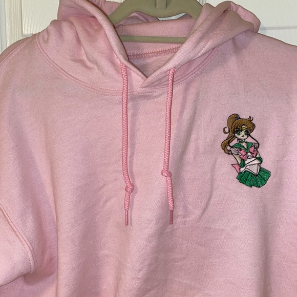 SOLD Custom Sailor Jupiter Embroidered Pink Hoodie - Picture 3 of 5
